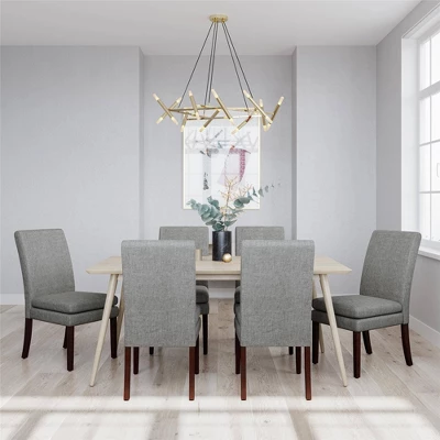 Set Of 2 Cale Upholstered Dining Chairs Gray Linen With Dark Base - Room & Joy - Image 2