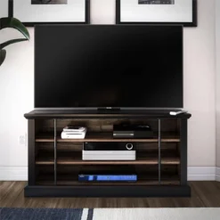 Hoffman Rustic TV Stand For TVs Up To 50" Black And Walnut - Room & Joy