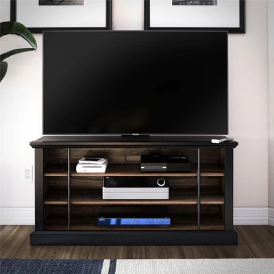 Hoffman Rustic TV Stand For TVs Up To 50" Black And Walnut - Room & Joy