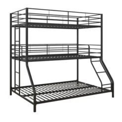 Twin/Twin/Full Zeke Triple Metal Bunk Bed - Room & Joy