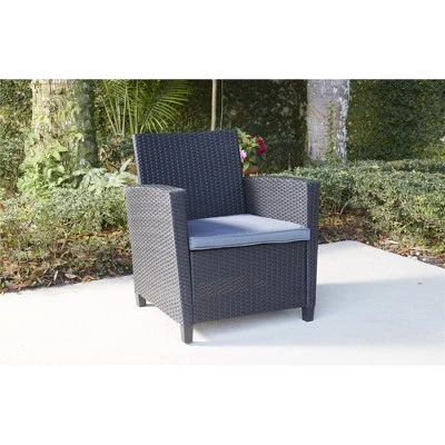4pc Malmo Resin Wicker Patio Deep Seating Conversation Set Gray/Black - Room & Joy - Image 8