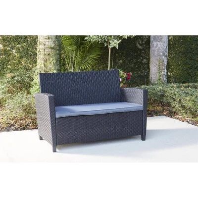 4pc Malmo Resin Wicker Patio Deep Seating Conversation Set Gray/Black - Room & Joy - Image 4