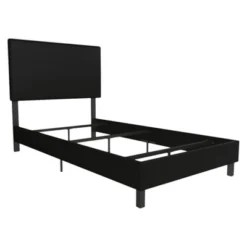 Twin Janford Upholstered Bed Black Faux Leather - Room & Joy