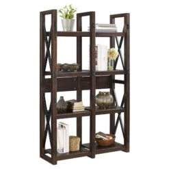 60" Hathaway Wood Veneer Bookshelf/Room Divider Espresso - Room & Joy