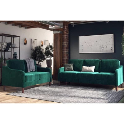 Penny 2 Seater Loveseat Sofa Green Velvet - Room & Joy - Image 5