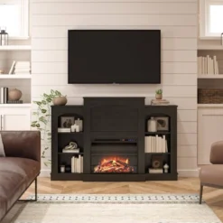 Kindle Cove Fireplace Mantel With Bookshelves - Room & Joy