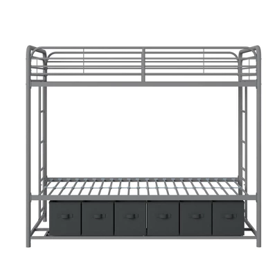 Twin Betony Kids' Bunk Bed With Storage Bins Silver - Room & Joy - Image 3