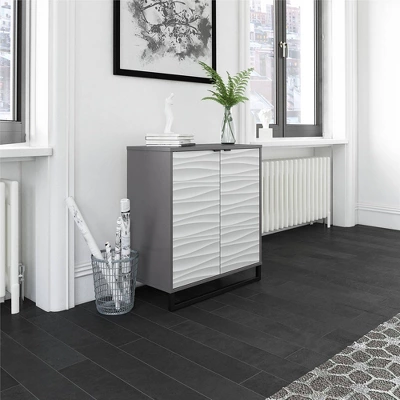 Maddock 2 Door Accent Cabinet With Faux Wave Pattern Graphite - Room & Joy