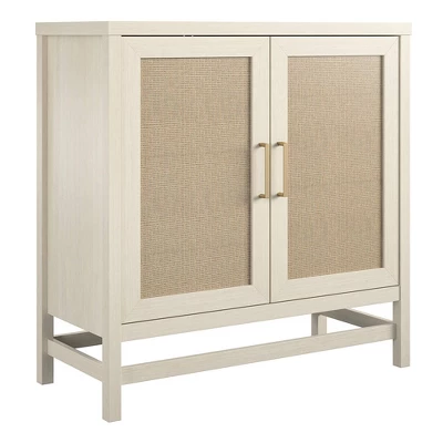 Latta 2 Door Storage Cabinet Ivory Oak/Faux Rattan - Room & Joy - Image 4