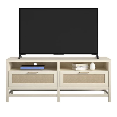 Latta TV Stand For TVs Up To 60" With Faux Rattan Ivory Oak - Room & Joy - Image 3