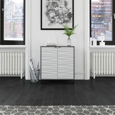 Maddock 2 Door Accent Cabinet With Faux Wave Pattern Graphite - Room & Joy - Image 2
