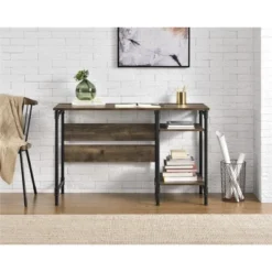 Anthony Single Pedestal Desk Rustic - Room & Joy