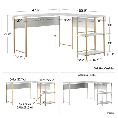 Woodbury L Desk Terrazzo - Room & Joy - Image 9