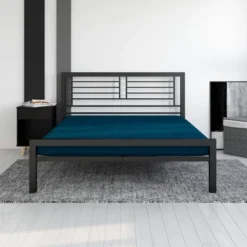 Full 6" Top Mattress Polyester Filled Quilted Blue - Room & Joy