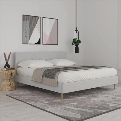 Venus Tufted Upholstered Bed Gray Linen - Room & Joy