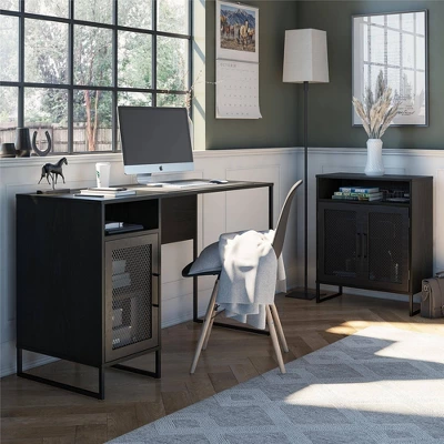 Pacer Storage Cabinet Black Oak - Room & Joy - Image 3