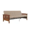 Full Brixen Wood Arm Metal Futon Frame With 6" Mattress - Room & Joy