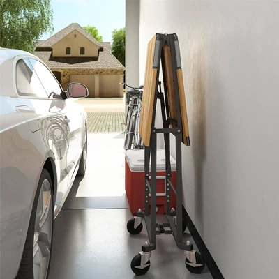 Portable Folding Workbench Hardwood Top Dark Gray - Room & Joy - Image 2