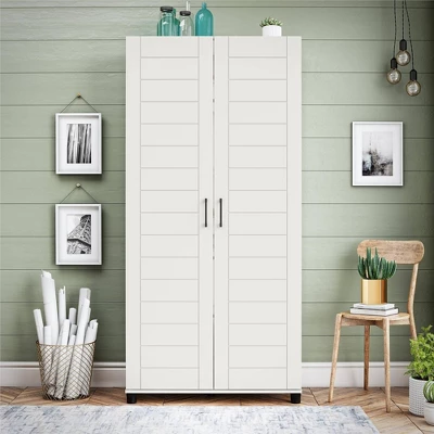 Portford 36" Wide 2 Door Shiplap Cabinet White - Room & Joy