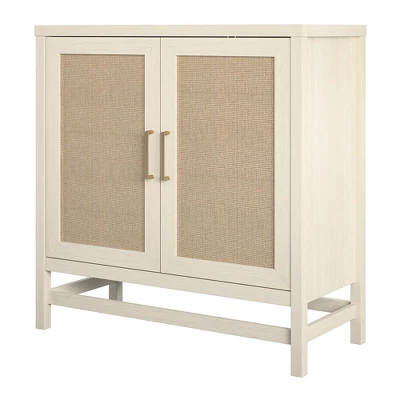 Latta 2 Door Storage Cabinet Ivory Oak/Faux Rattan - Room & Joy - Image 5