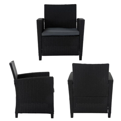 4pc Malmo Resin Wicker Patio Deep Seating Conversation Set Gray/Black - Room & Joy - Image 7