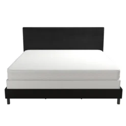 King Jena Faux Leather Upholstered Bed Black - Room & Joy