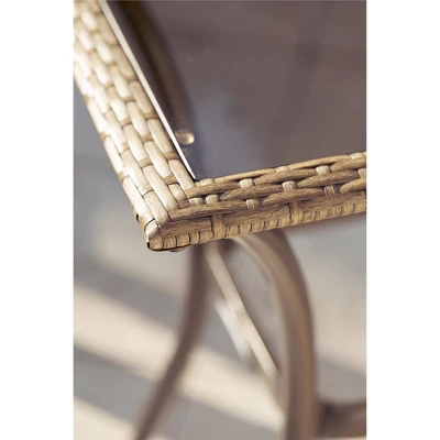 3pc Lakewood Ranch Steel Woven Wicker Outdoor High Top Bistro Patio Furniture Set With Cushions Brown - Room & Joy - Image 5