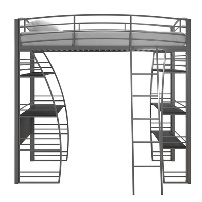 Andy Metal Loft Bed With Integrated Desk And Shelves - Room & Joy