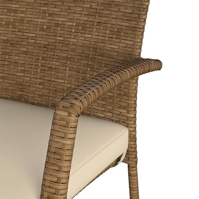 3pc Lakewood Ranch Steel Woven Wicker Outdoor High Top Bistro Patio Furniture Set With Cushions Brown - Room & Joy - Image 8